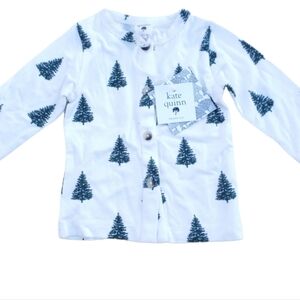 NWT Kate Quinn Cardigan Shirt White|Green Trees Baby 6-12 Months Bamboo